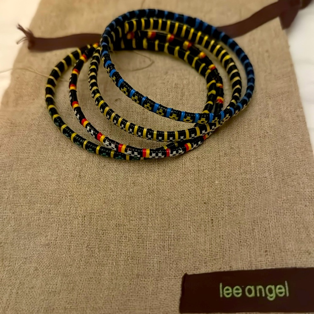 Set of 4 Lee Angel woven bangles